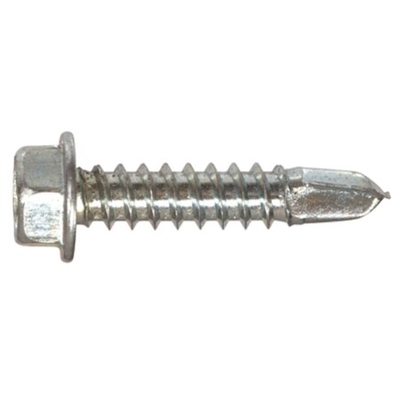 Self-Drilling Screw, #1 X 12 In, Zinc Plated Steel Hex Head Hex Drive